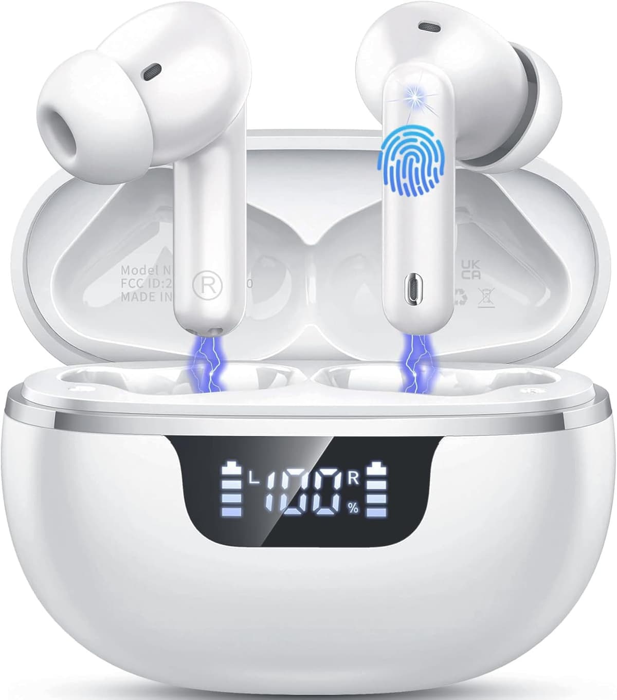 Auriculares Inalambricos Bluetooth, 2026 Cascos Inalambricos Bluetooth 5.4 HiFi Estéreo, 45 Horas Auriculares inalámbricos con ENC Cancelacion Ruido, IP7 Impermeable/Pantalla LED/Carga Rápida Tipo-C — view 11