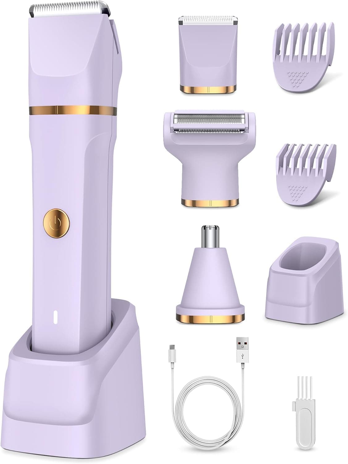 Lady Shavers for Women 3-in-1,Bikini Trimmer Woman IPX7 Waterproof,Nose Trimmer Rechargeable,Pubic Hair Trimmer for Women Wet and Dry,Painless Electric Foil Shaver for Body,Arms Legs Underarms, White — view 9