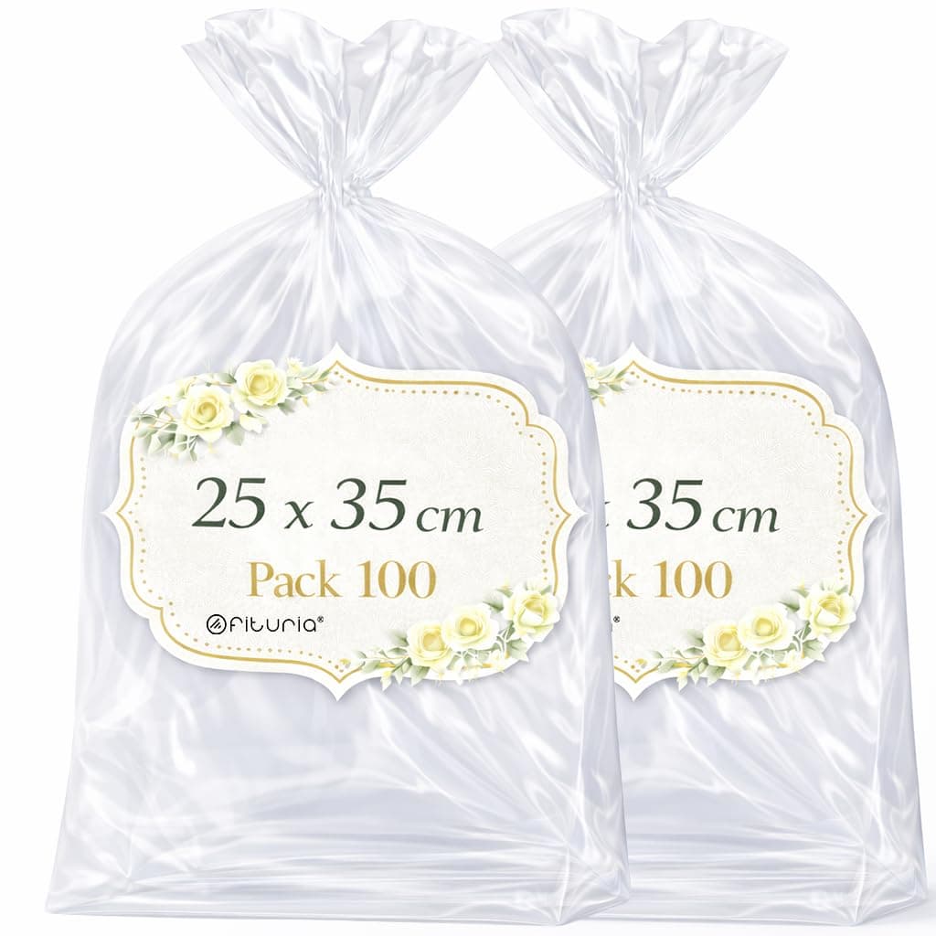 Ofituria Bolsas Celofán Transparente 10 x 15 cm, Bolsas Transparentes para Chuches y Regalos – Bolsas Plastico Transparente para Cumpleaños Infantiles, Galletas y Detalles, 1 Pack (100 Bolsas) — view 25