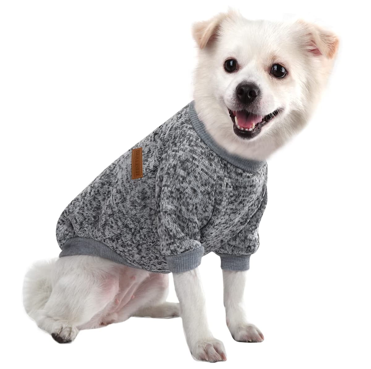 Dog Jumper Medium Chihuahua Jumper Christmas Sweater Fleece Inside Soft Cozy, Colour Vibrant Easy to Take On and Off (Pink+Grey, M) — view 14