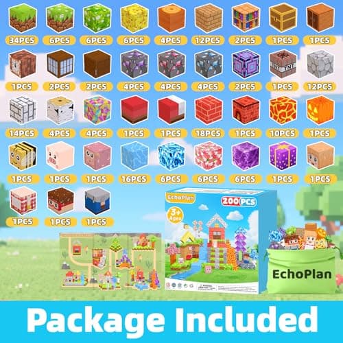 EchoPlan 200PCS Magnetic Blocks, Magnetic Building Blocks, Magnet Blocks Cubes, STEM Educational Stacking Magnet Toy for Kids Ages 3 4 5 6 7 8 9 10 11, Birthday Gifts for Boys and Girls, 1" Large Size — view 2