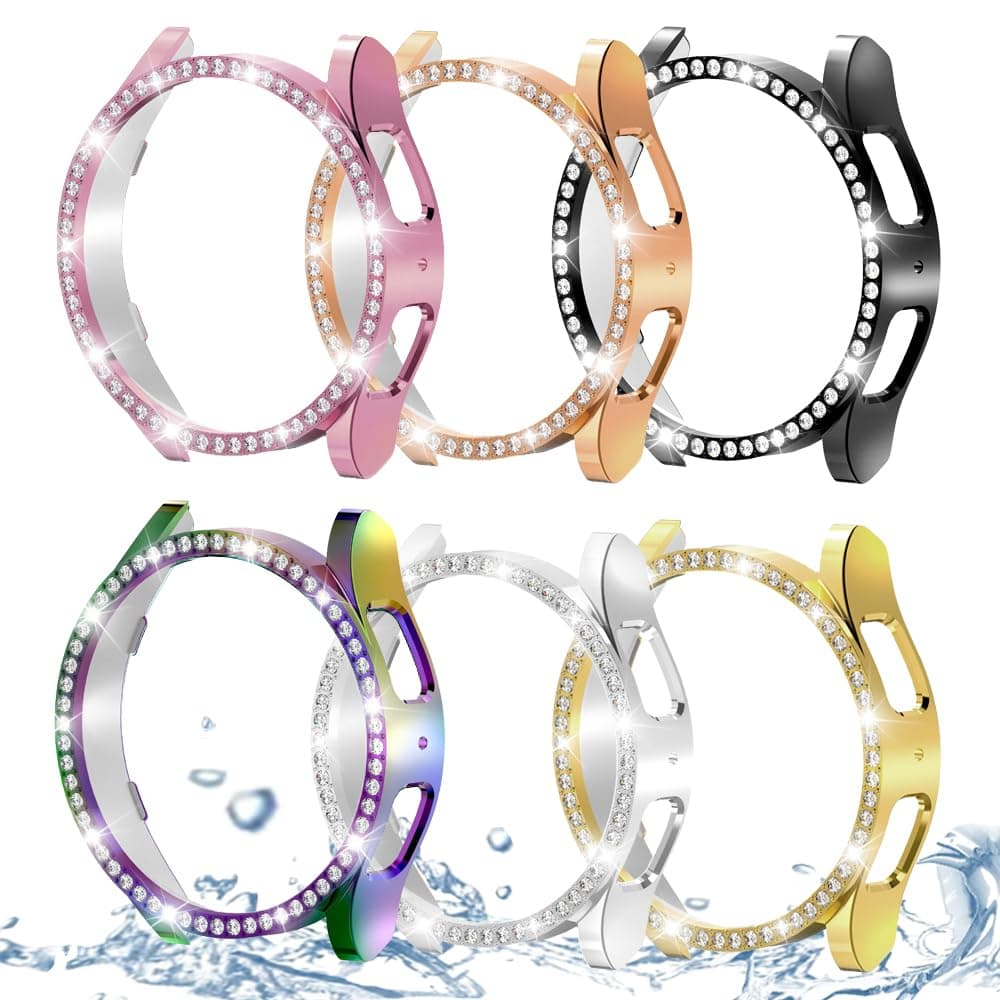 DEALELE [2-PACK] Case Compatible with Samsung Galaxy Watch FE / 5/4 40mm, Bling Double-row Diamond PC Protective Case Protector Cover, 40mm, Rose gold + Transparent — view 36