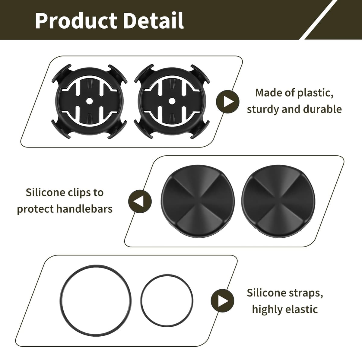 2 Piezas Soporte Manillar Ordenador Bicicleta Compatible con Garmin Edge 130 200 500 510 520 530 800 810 820 830 1000, Soporte Ciclocomputador con Bandas de Goma para Bicicleta Carretera y Montaña — view 3