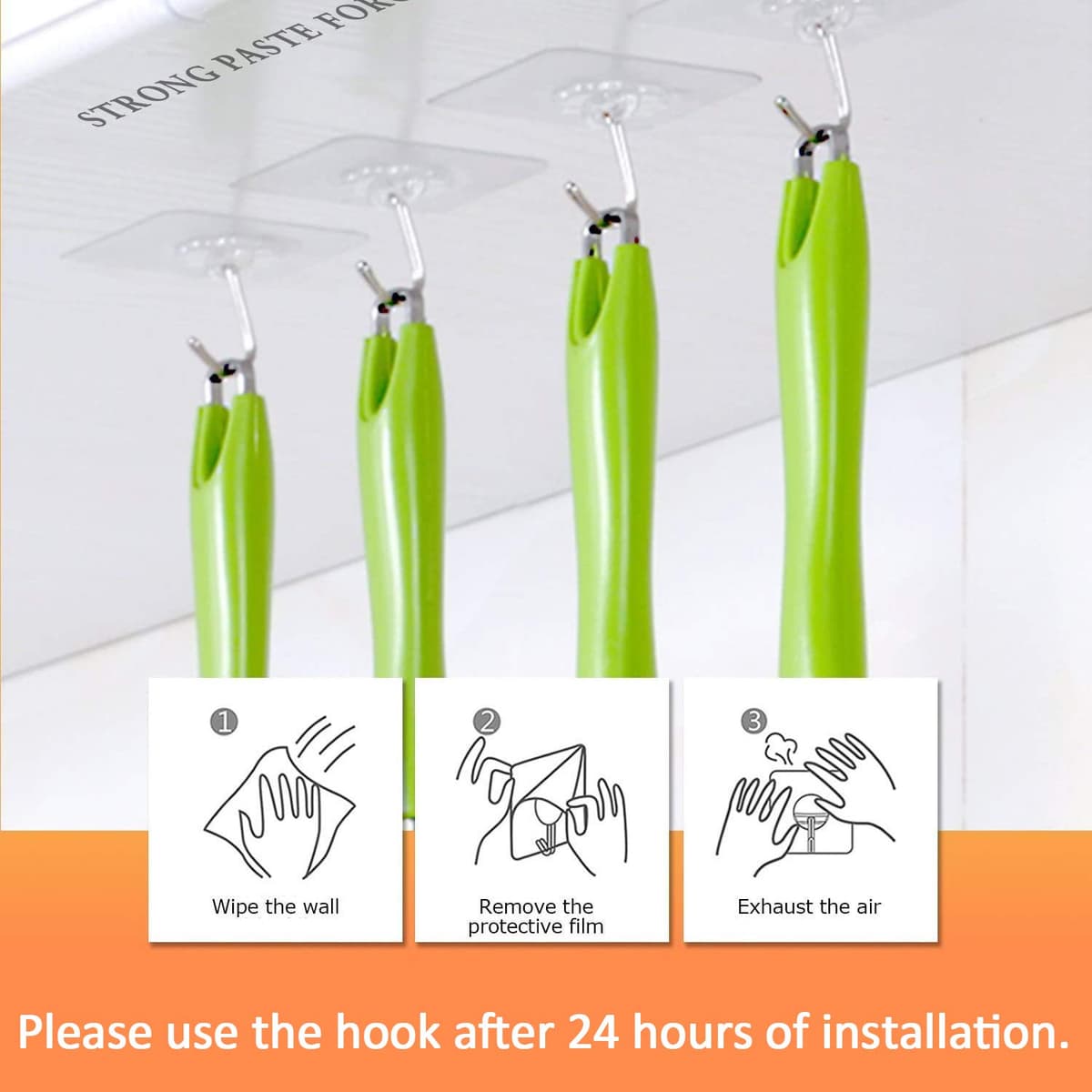 AOMEES Adhesive Hooks Heavy Duty Wall Hooks 8kg (Max) Self Adhesive Hook 12pcs — view 2