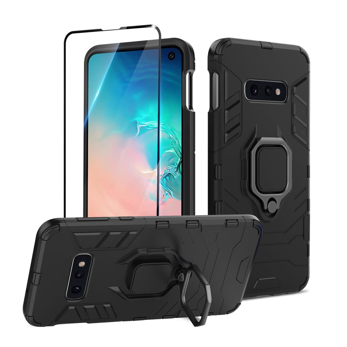 Funda para CMF Phone 2 Pro, Carcasa Antigolpes con Soporte anular metálico, Case Protectora de Grado Militar, Negro — view 318