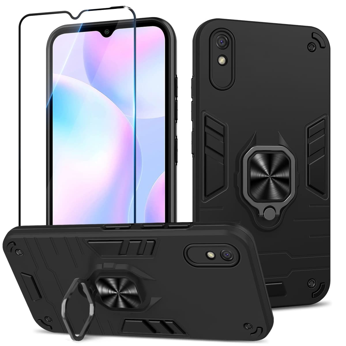 Funda para CMF Phone 2 Pro, Carcasa Antigolpes con Soporte anular metálico, Case Protectora de Grado Militar, Negro — view 670