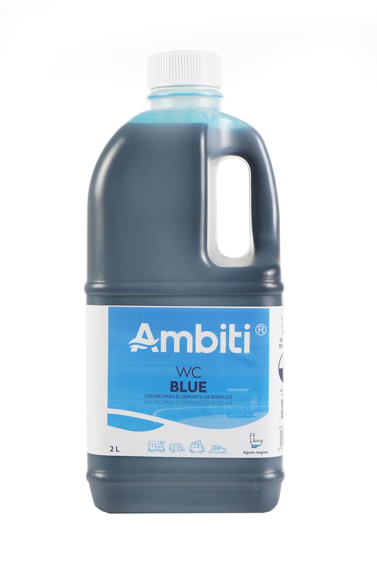 Ambiti | WC Blue | Aditivo para Depósito de Residuos Aguas Negras | Inodoros Portátiles de Autocaravanas, Caravanas y Barcos | Elimina Olores, residuos y Desinfecta | Fragancia Piña Colada (5L) — view 3