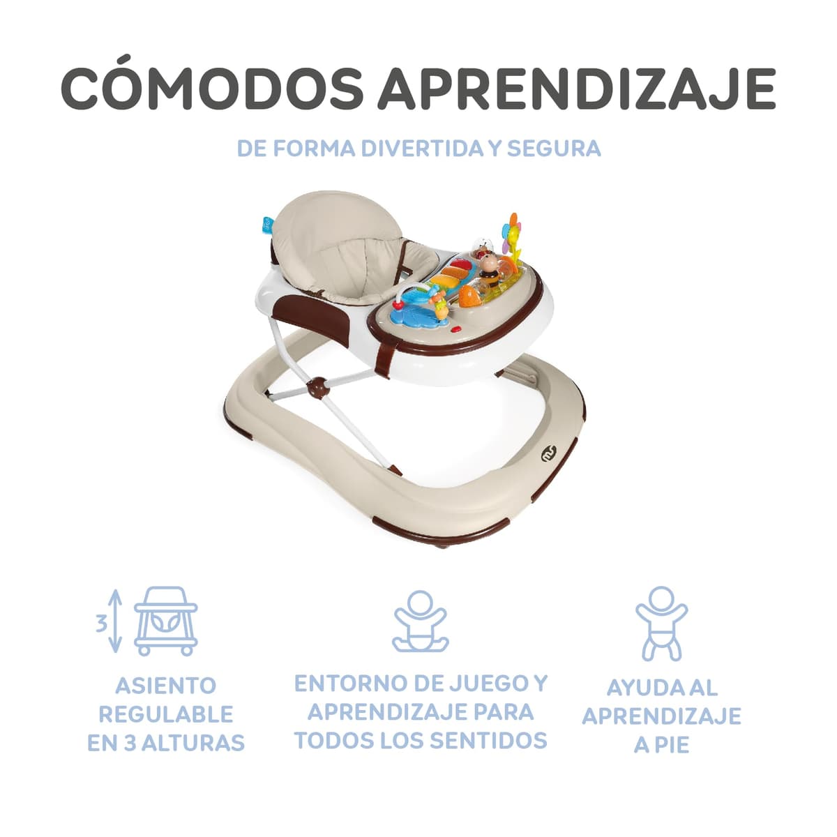 Ms - Andador Bebe con Base Antivuelco y Protector Marcos y puertas- Incluye Bandeja De Sonidos Y Juegos- Ruedas de silicona- Acabado en Mate — view 2