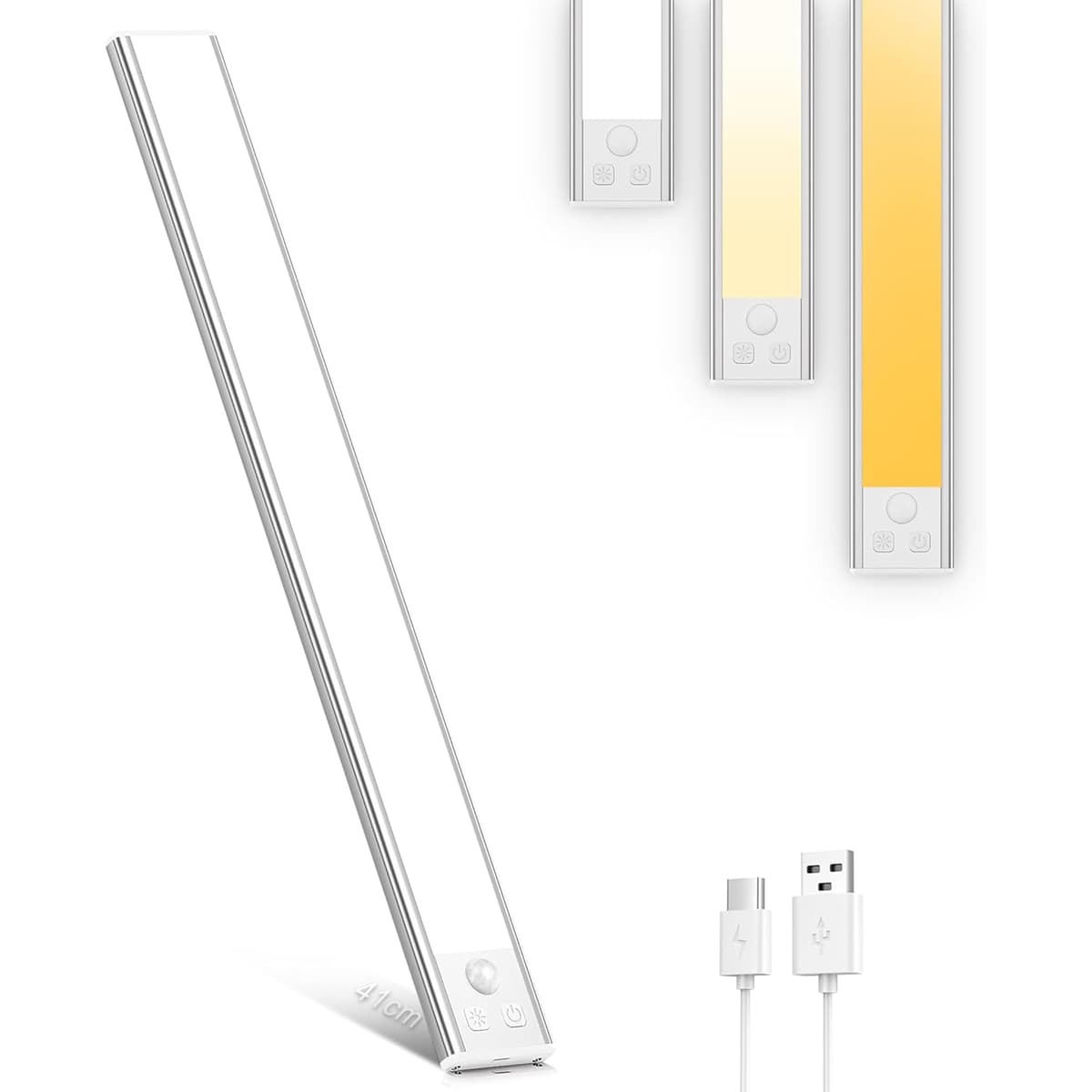 OUILA Under Cabinet Kitchen Lights, 64 LED [2 Pack] 3 Color Stepless Dimming Motion Sensor Lights Indoor, 1000mAh USB-C Rechargeable LED Lights for Cupboard, Kitchen — view 22