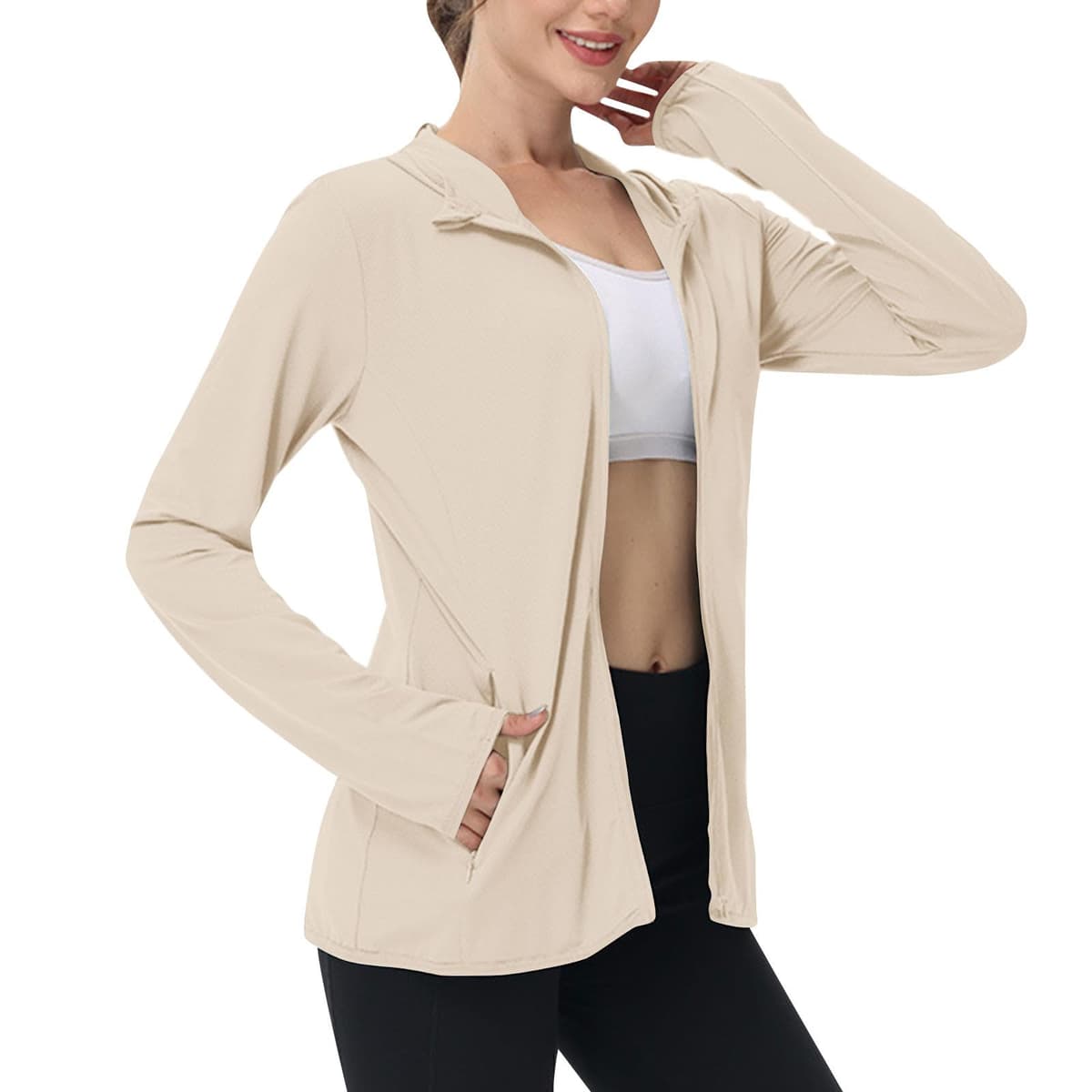 Sun Jacket for Women UPF 50+ Lightweight Athletic Jacket Sun Protection Full Zip Hoodies Shirts Hiking Outdoor Pockets — view 19
