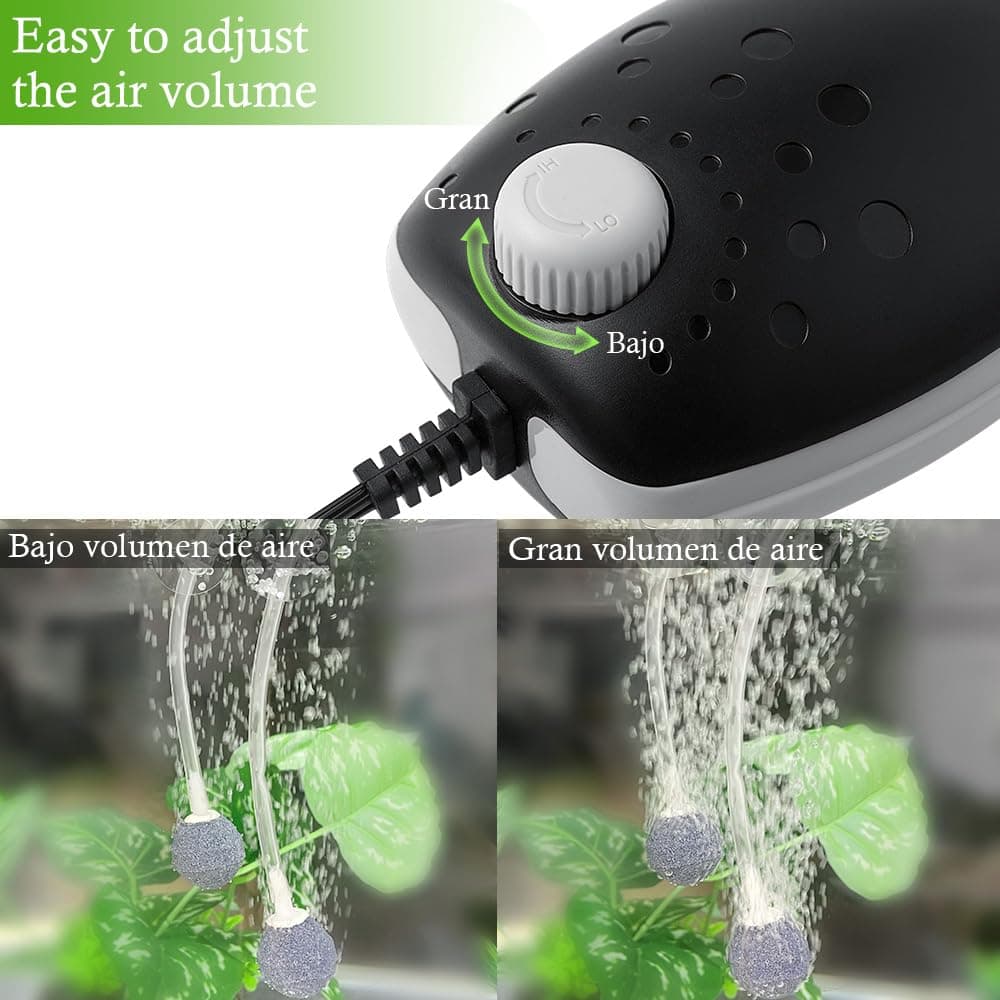 FEDOUR 3W Doble Salida Bomba Aire Acuario para pecera, Bomba de Aire silenciosade hasta 400L — view 4