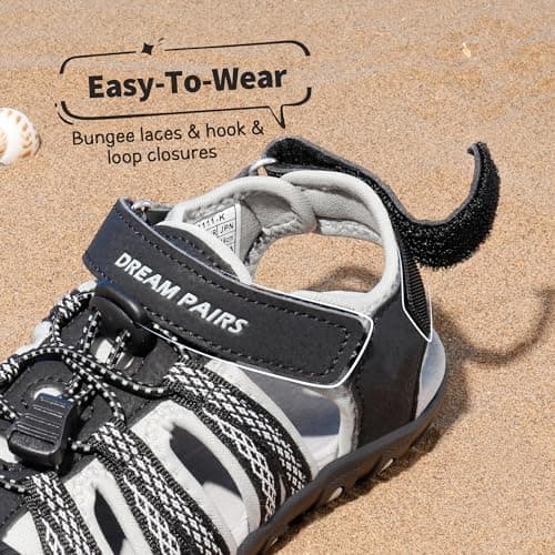 DREAM PAIRS Kids Sandals Toddler Girls & Boys Summer Outdoor Athletic Sport Sandals for Toddler/Little Kids/Big Kids,Size 1 Little Kid,Black/Grey,171111-K — view 4