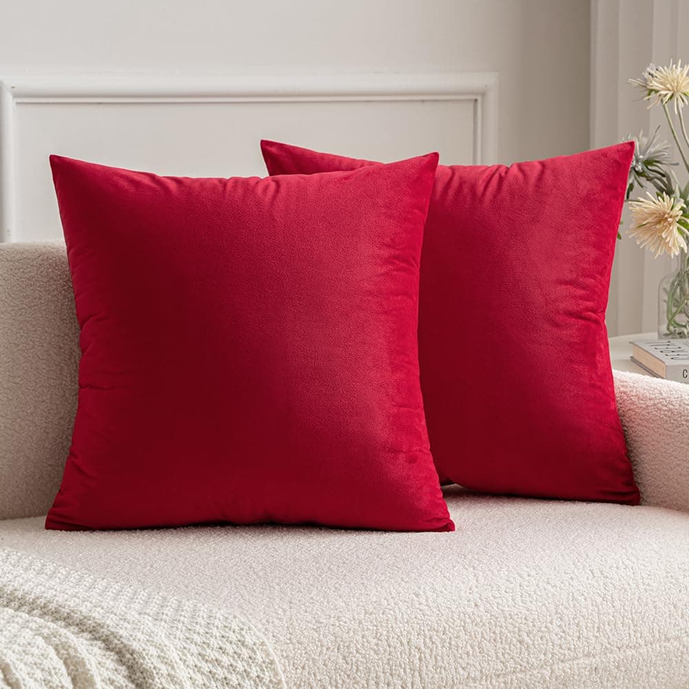 MIULEE Pack of 2 Fall Velvet Soft Solid Decorative Throw Pillow Covers Square Cushion Cases for Sofa Couch Bedroom Living Room Car Home Decor 18 x 18 Inch 45 x 45 cm Orange — view 55