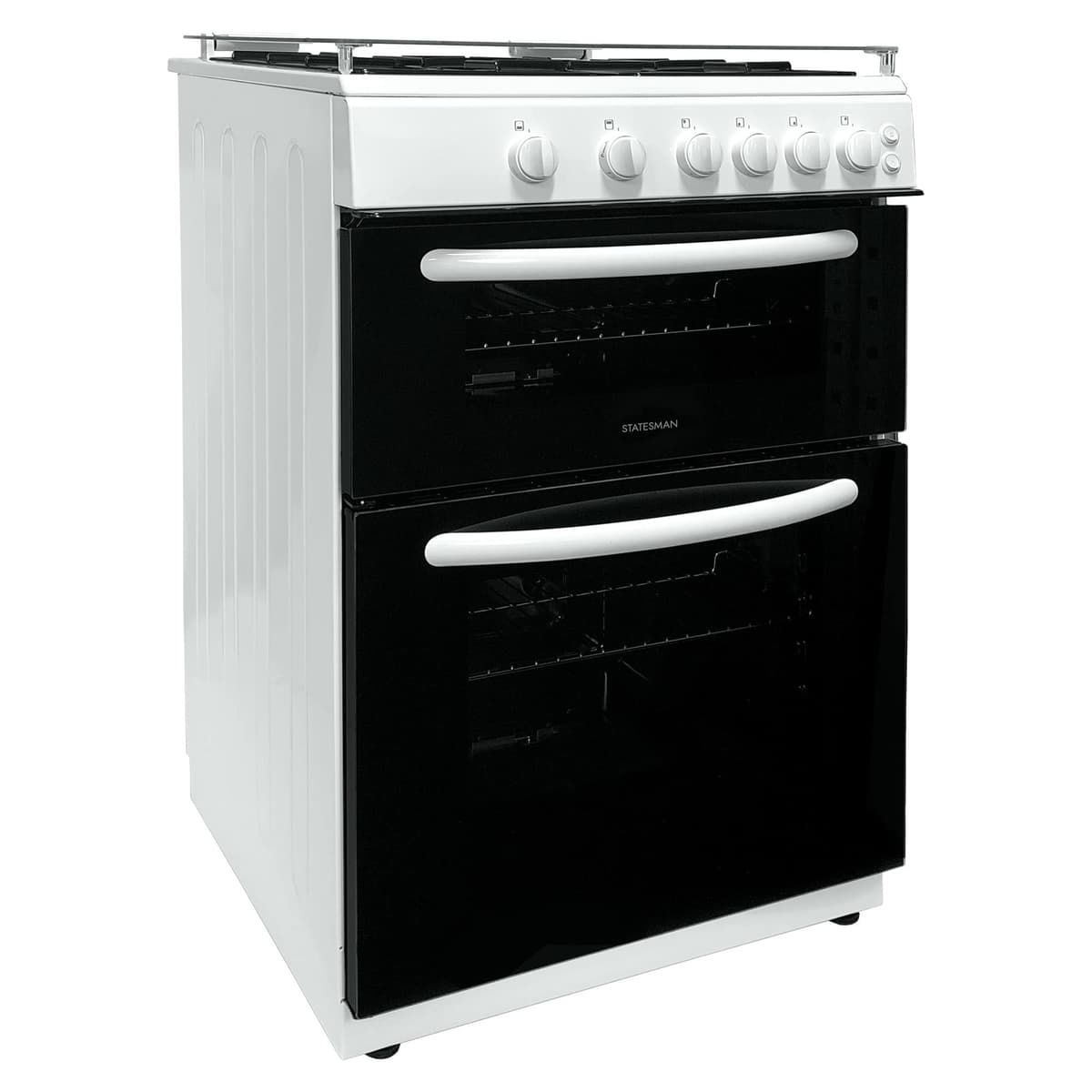 Statesman GDL60W NOVA Double Oven Gas Cooker with Glass Lid & Closed Door Grilling, 4 Gas Burners, 60cm Wide, White — view 4