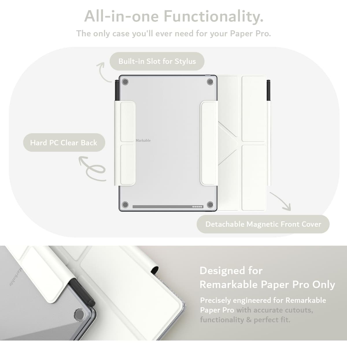 TUDIA M-FLIP - Funda magnética transparente desmontable para notable Paper Pro de 11.8 pulgadas, funda delgada transparente con función de encendido y apagado automático, cierre magnético fuerte — view 2