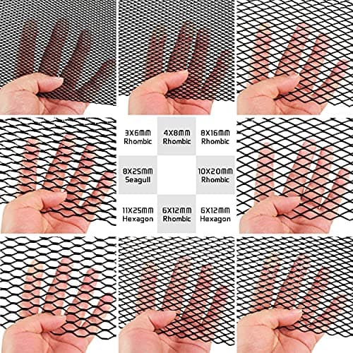 AggAuto Universal 40"x13" Car Grill Mesh - Aluminum Alloy Automotive Grille Insert Bumper Rhombic Hole 4x8mm, One of the Most Multifunctional Shape Grids Black — view 2