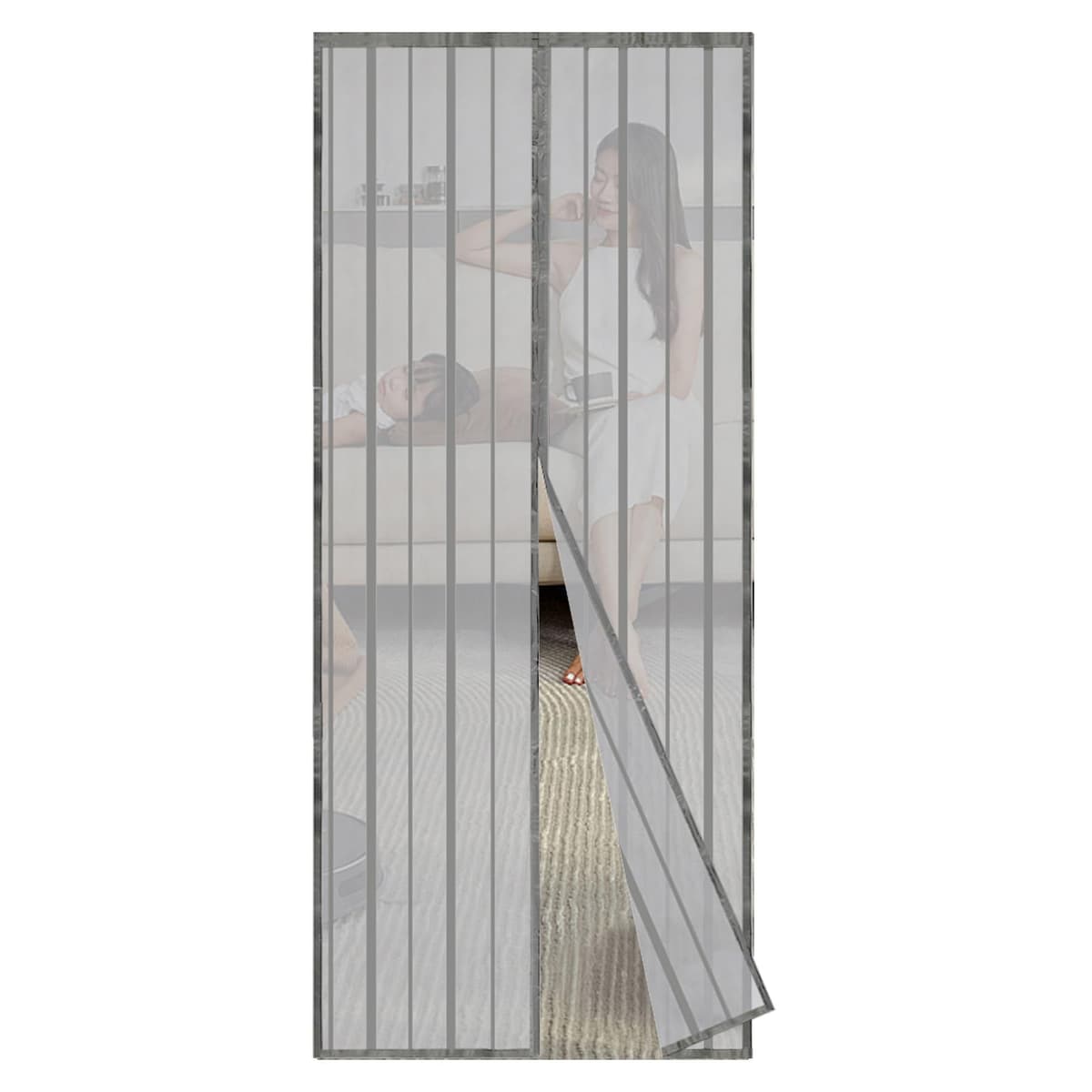 Sekey Cortina Magnética de Puerta a Prueba de Mosquito para Madera, Hierro, Metálicas, Balcón, RV - Cierre Magnético Automático, 80x210 cm, Negro — view 11
