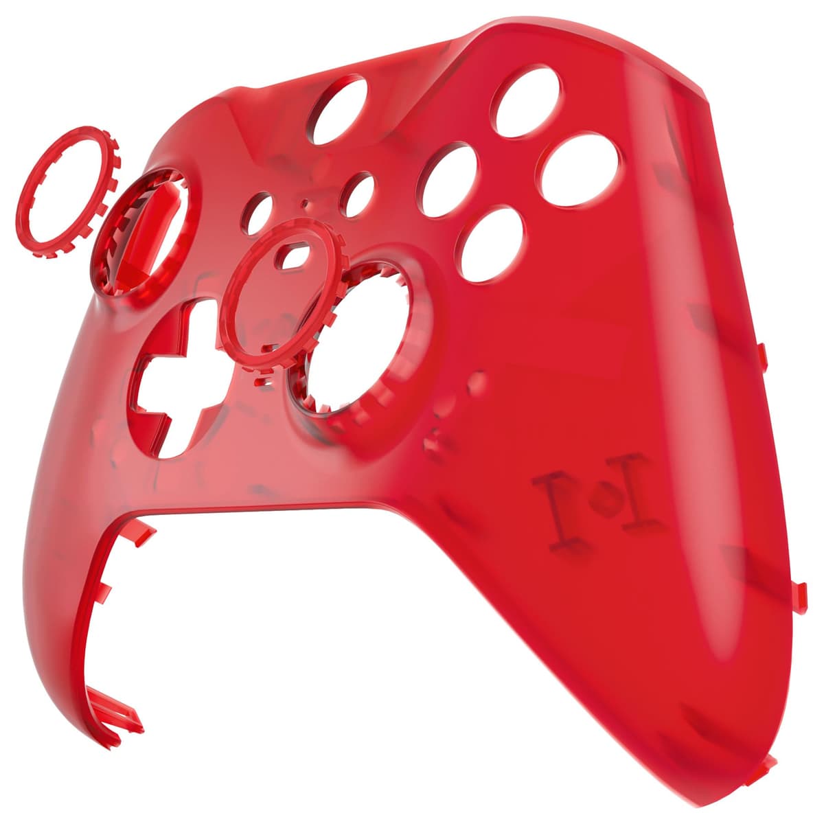 eXtremeRate Clear Red Replacement Faceplate Cover for Xbox One Elite Controller Series 2 (Model 1797), Custom DIY Front Housing Shell Case & Accent Rings for Xbox Elite Series 2 Core Controller — view 5