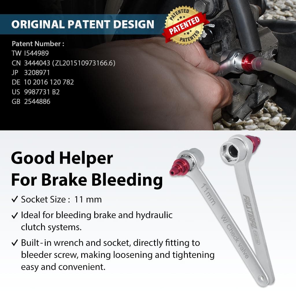 FIRSTINFO Mini 11mm Brake Fluid Clutch Bleeder with One-Way Check Valve, 6 Point Socket and Wrench for Brake Bleeding and Hydraulic Clutch Systems — view 3