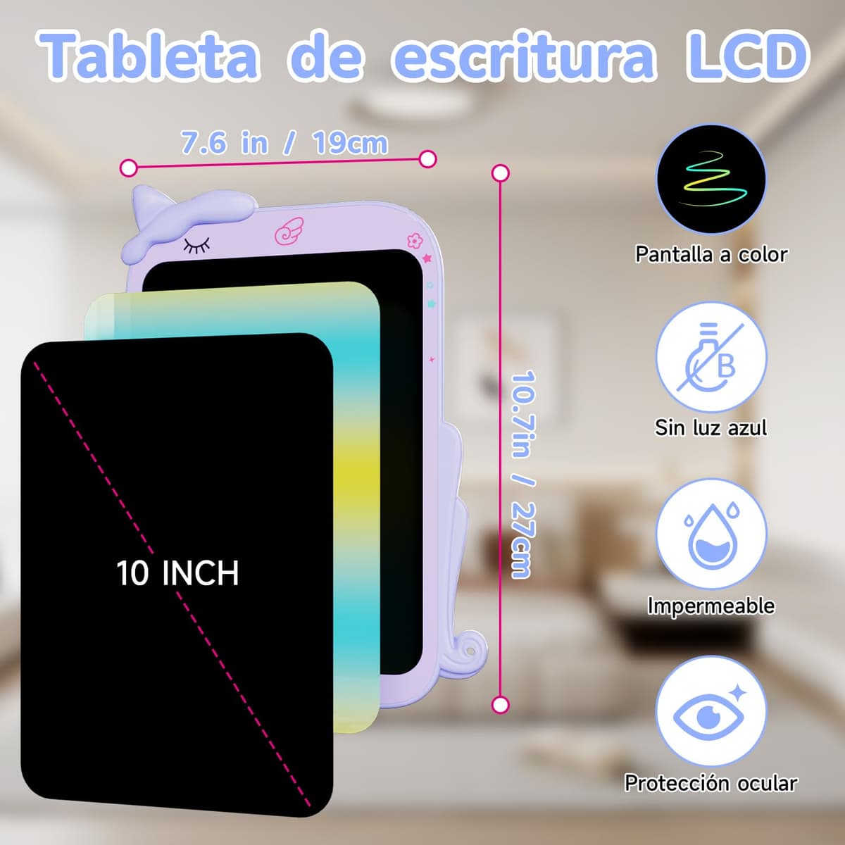 10 Pulgadas Tablet Escritura Pantalla Colorido [2026 Nueva], Electight Pizarra de Escritura LCD con Borrable y Bloqueo Función, Portátil Juguetes Educativo para Hogar, Escuela, Oficina, Aula, Morado — view 3