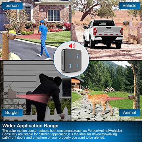 HTZSAFE 1/2Mile Solar Driveway Alarm System - Up to 70FT Wide Sensor Range, 3 Adjustable Sensitivities, Fully Weatherproof Outdoor Motion Sensor & Detector, DIY Security Alert System — view 2