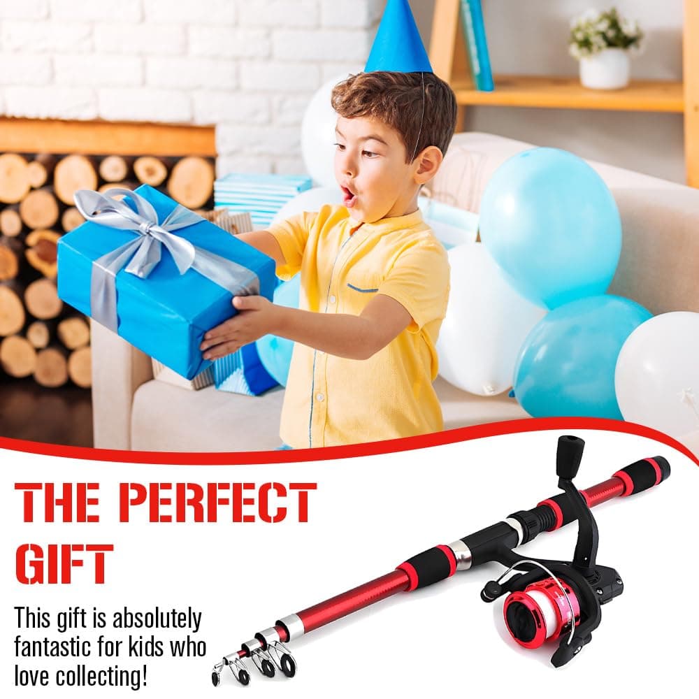 BIZOI Set de Pesca para Niños, 1,8 M Caña de Pescar Telescópica con Carrete y Juego de Cebo, Caña de Pescar Telescópica de Fibra de Carbono, Accesorios para Niños de 3 a 10 Años — view 7