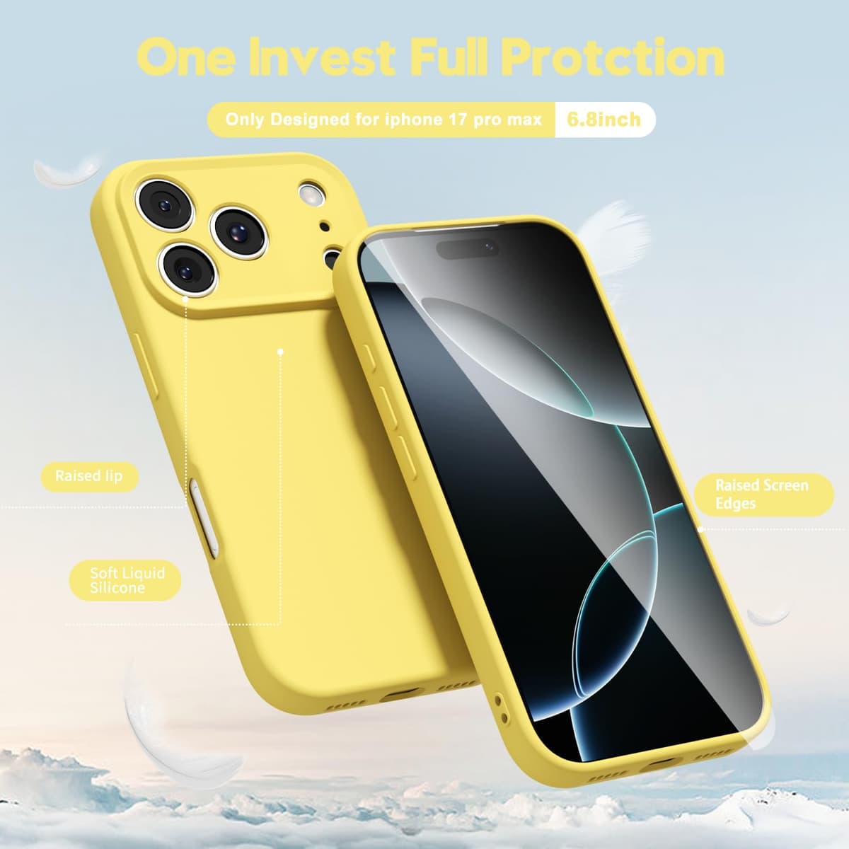 oakxco for iPhone 17 Pro Max Phone Case Liquid Silicone, Cute Thin Slim Grip Soft Rubber Gel for Women Men, Smooth Matte TPU Plain Solid Color Girly Simple Case with Camera Cover, Light Pink — view 18