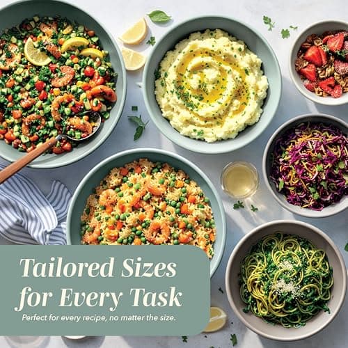 COOK WITH COLOR Mixing Bowls with TPR Lids - 12 Piece Plastic Nesting Bowls Set Includes 6 Prep Bowls and 6 Lids, Microwave Safe Mixing Bowl Set (Mint Ombre) — view 4