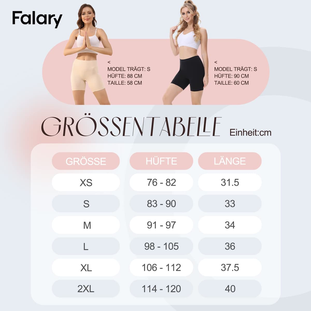 FALARY Leggings Cortos Boxer Mujer Shorts Bragas Pantalones Mujer Pack de 3 Negro Beige Blanco XS - 2XL — view 5