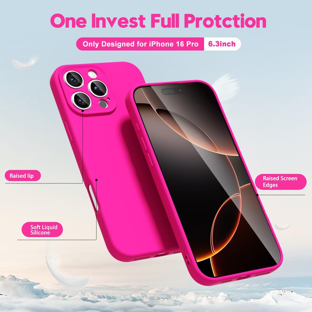 oakxco for iPhone 17 Pro Max Phone Case Liquid Silicone, Cute Thin Slim Grip Soft Rubber Gel for Women Men, Smooth Matte TPU Plain Solid Color Girly Simple Case with Camera Cover, Light Pink — view 1880