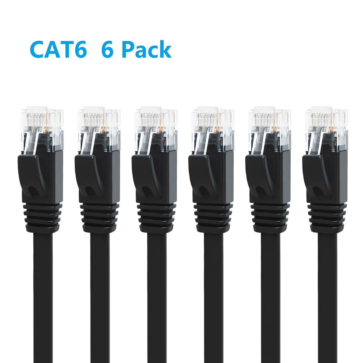 Yauhody CAT 6 Ethernet Cable 0.5m Black 6Pack Network Cable High Speed CAT6 Ethernet Patch Leads 0.5m Lan Cable CAT6 Gigabit Internet LAN Patch Cable for TV Gaming Router(6Pack Black) — view 8