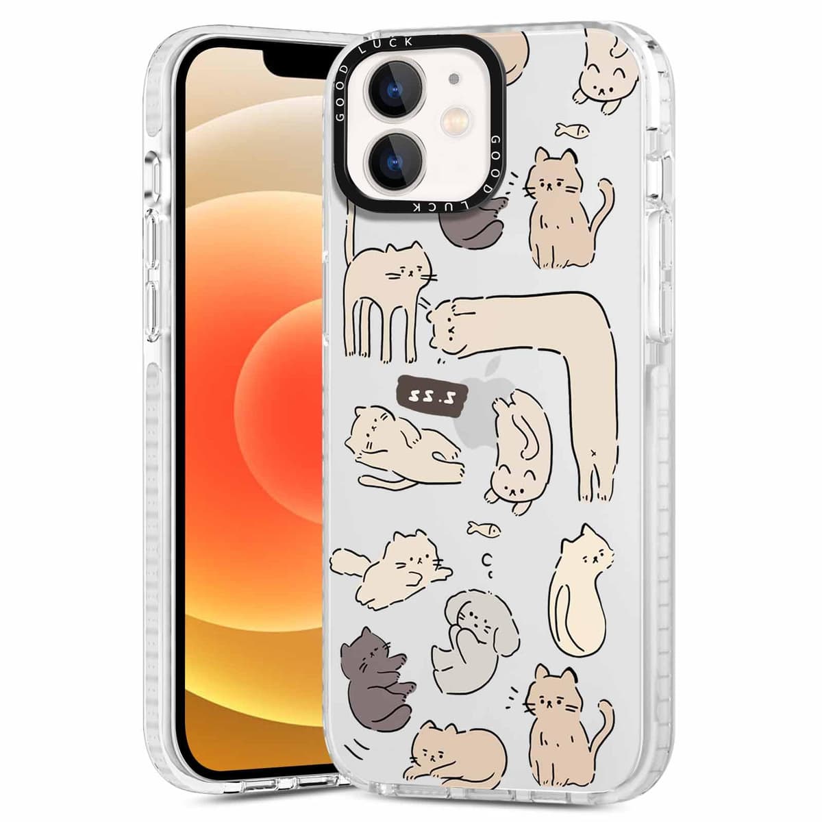 Xylota 2 Piezas Funda para iPhone 12/iPhone 12 Pro 6,1",Transparente Carcasa Lindo Dibujos Gatos Mujer Niñas Case, Ultra Delgado Silicona Suave TPU Bumper Antichoque Protección Cover para iPhone 12,07 — view 2