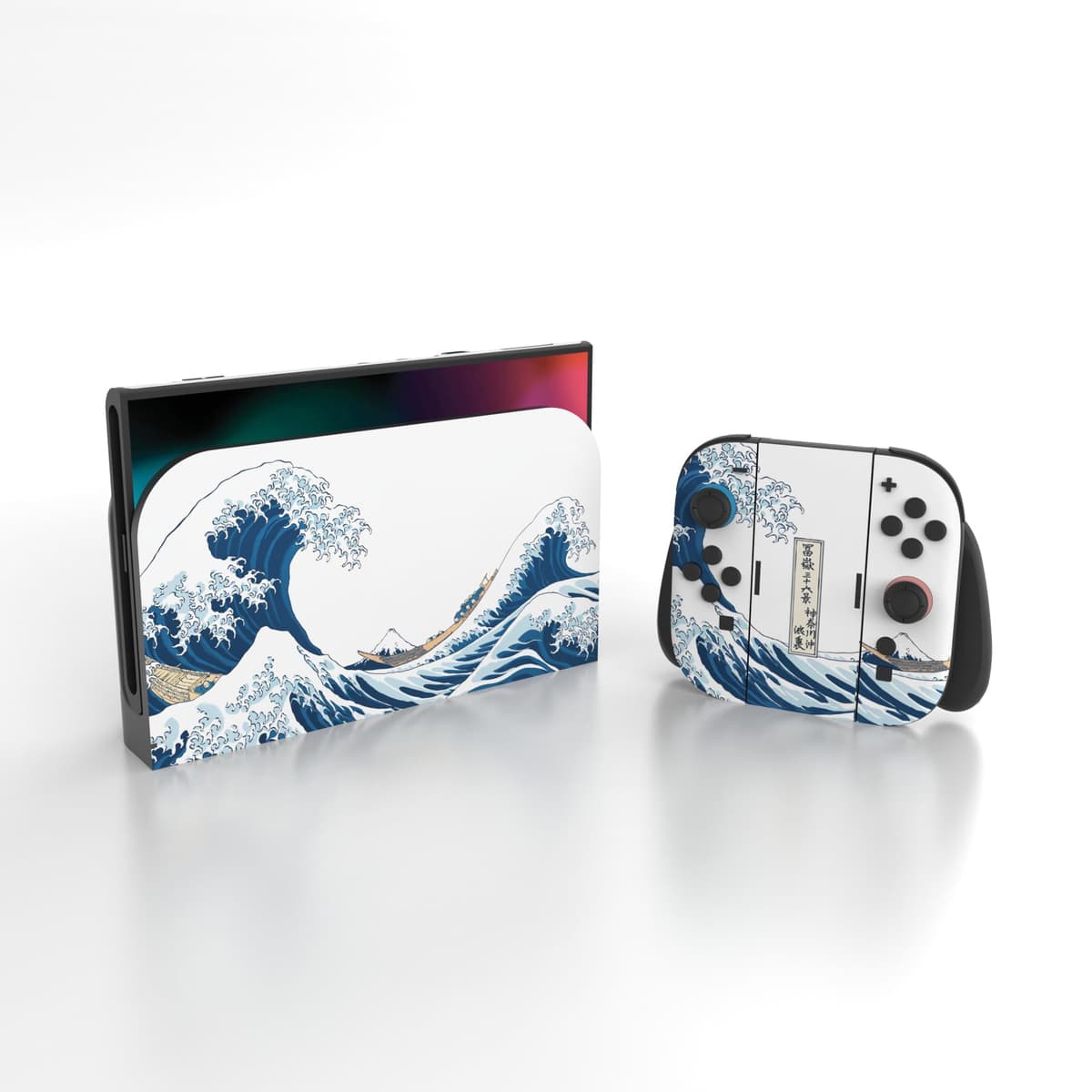 PlayVital Full Set Protective Skins for Nintendo Switch 2 Console & Joycon, Customized Vinyl Decal Wrap Sticker for Nintendo Switch 2 & Dock & Hand Grips - The Great Wave off Kanagawa — view 3