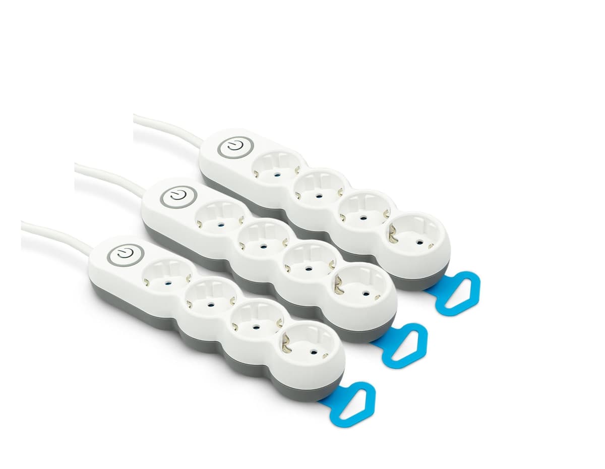 Garza Power - Regleta de 4 enchufes, con Interruptor, Enchufe Plano, Ladrón múltiple 1.4 Metros, Protección Infantil, Color Blanco, Gama Design — view 12