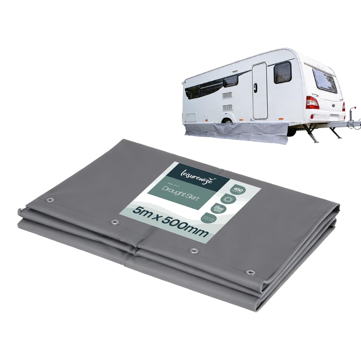 Luxury Caravan Draught Skirt 5m x 500mm – UV-Resistant PVC Weatherproof Awning Skirt with Reinforced Edging, Motorhome & Touring Caravan Wind and Draught Protection