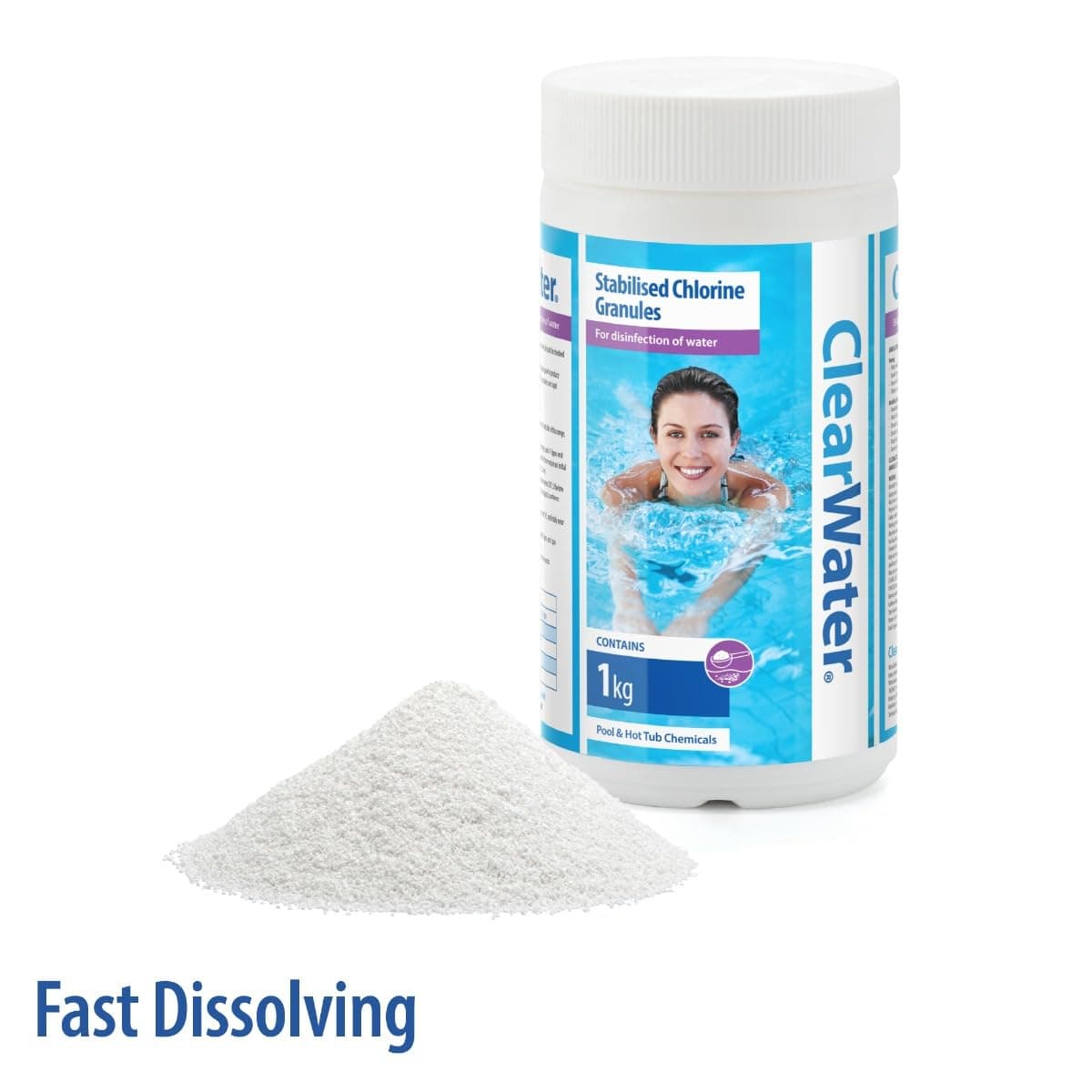 Clearwater Chlorine Granules for Hot Tub Spa and Swimming Pool Water Treatment for Rapid Disinfecting and Cleaning, 1 kg — view 3