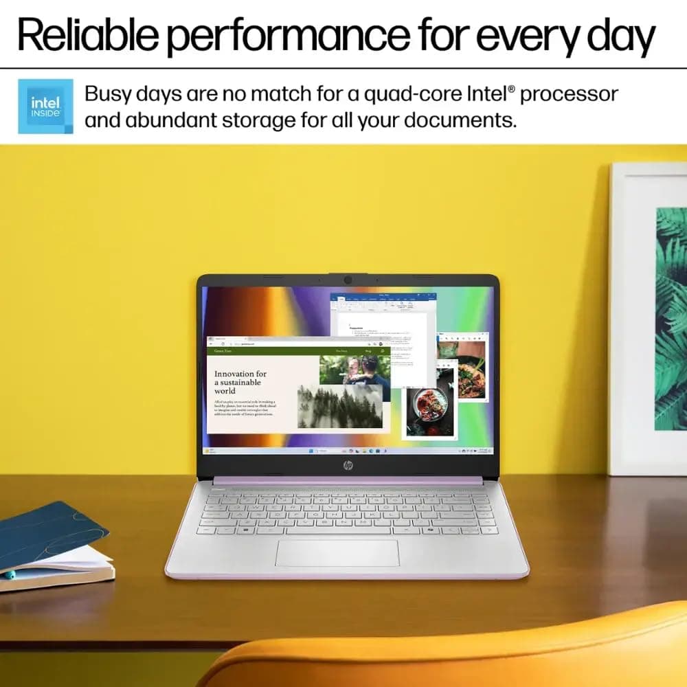 HP 14 Ultrabook • Back to School Limited Edition w/Microsoft 365 • Intel 4-Core CPU • 8GB RAM • 1.6TB Storage (128GB OnBoard w/ 512GB Portable Drive + 1TB OneDrive) • Lavender • Win 11 — view 5