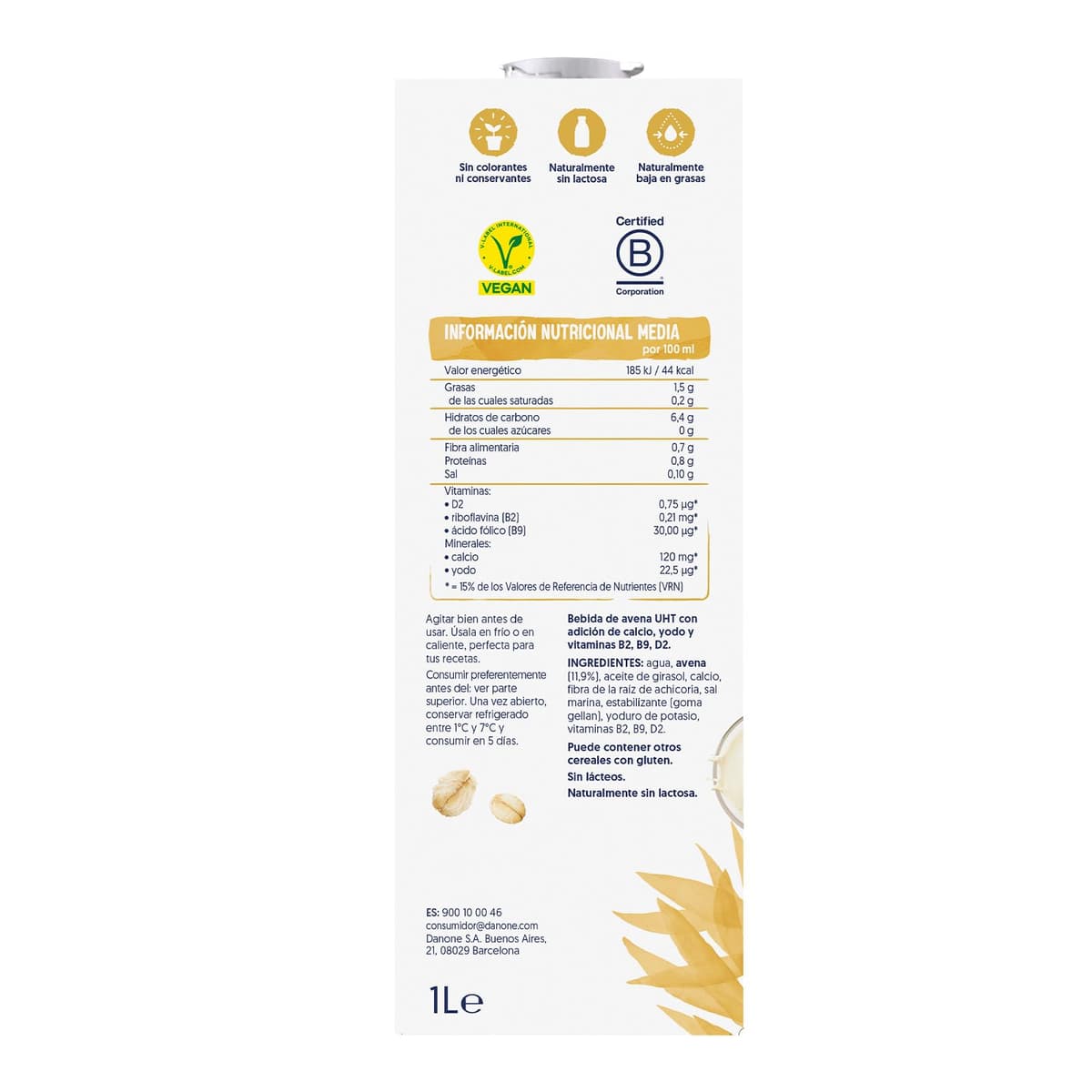 Alpro Bebida Vegetal de Avena sin Ázucar - Pack de 6 x 1L — view 2