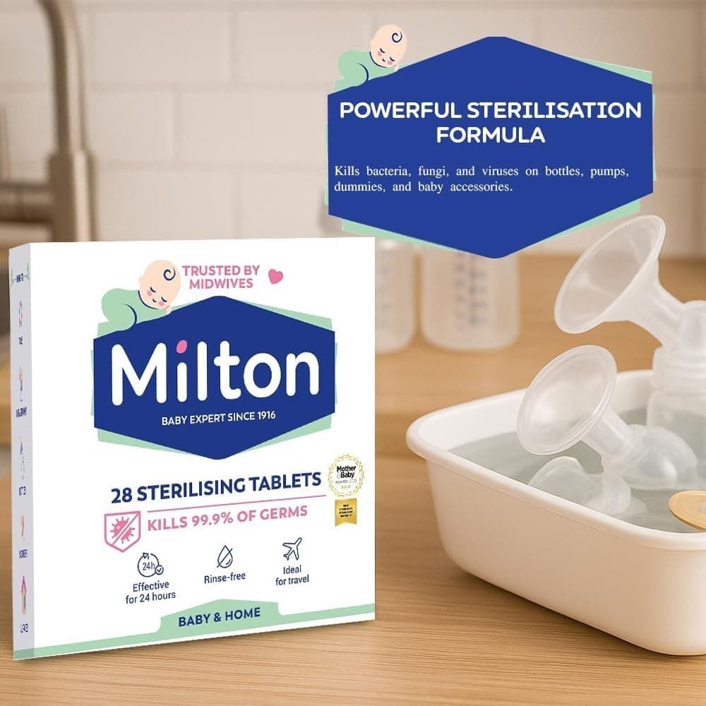 Milton Sterilising Tablets - 28 Tablets for Cleaning Baby Bottles, Breastfeeding Accessories & Equipment - Rinse-Free, Travel-Friendly & Household Hygiene Solution - for Home or On-The-Go Use — view 3