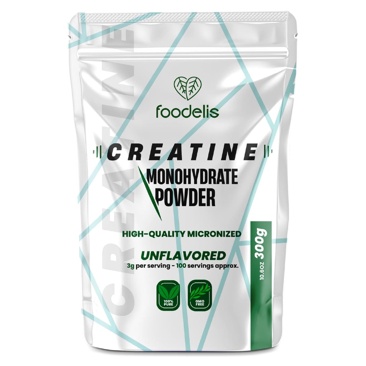 Foodelis Creatina Monohidratada en Polvo 1 kg / 333 Dosis - 100% Creatina Monohidrato Micronizada - Sin Sabor - Pura y Sin Aditivos - No-GMO - Alta Solubilidad - Incluye Dosificador — view 10