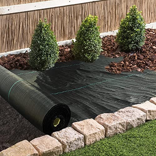LGJIAOJIAO 1.4ftx50ft Weed Barrier Landscape Fabric Heavy Duty，Weed Block Gardening Ground Cover Mat, Weed Control Garden Cloth ，Woven Geotextile Fabric for Underlayment，Commercial Driveway Fabric