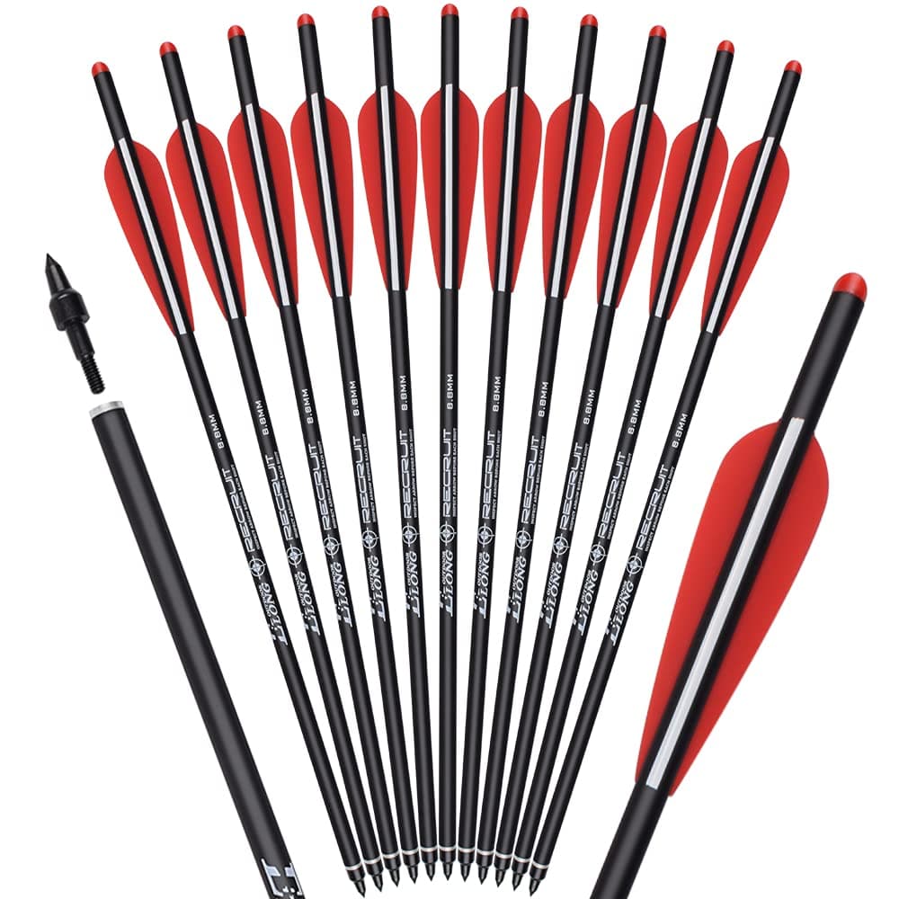 NIKA ARCHERY 12 Piezas de Pernos de Ballesta Flechas de Carbono 16 18 20 Pulgadas Flechas de Ballesta para Ballesta Caza Tiro con Arco práctica de Tiro