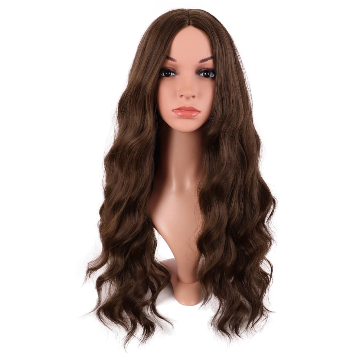 MapofBeauty 24 Pulgada/60 cm Largo Lacio Peluca Con Flequillo Sintética Cabello Heat Resistente Para Fiesta de Cosplay (Rosa Caliente) — view 24