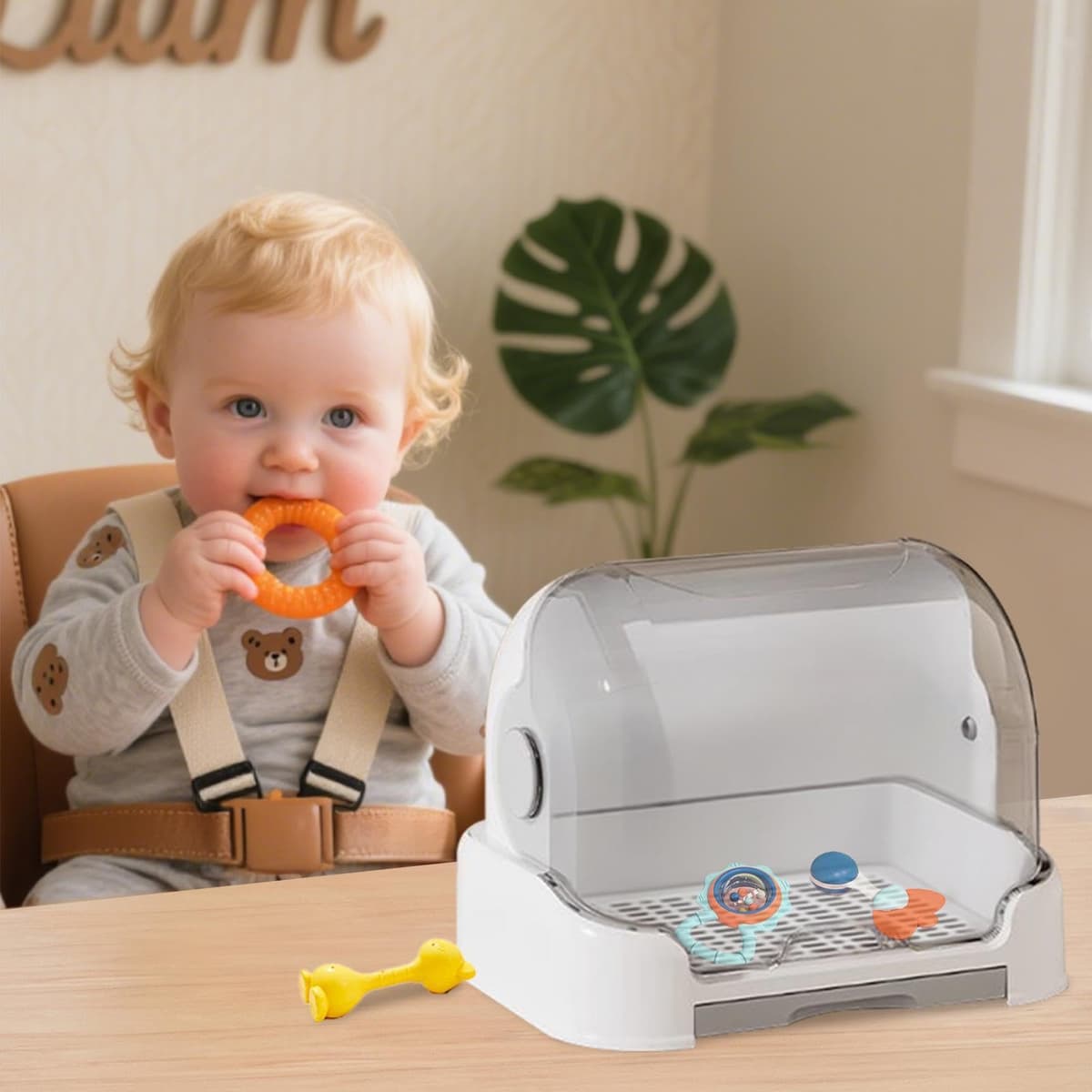 Dustproof Bottle Storage, Tod-dler Bottles Storage Box, Ba-by Bottle Drying Rack With Cover, Removable Holder Nursery Container, For Pacifier Dish Cup Tod-dler Cutlery — view 4