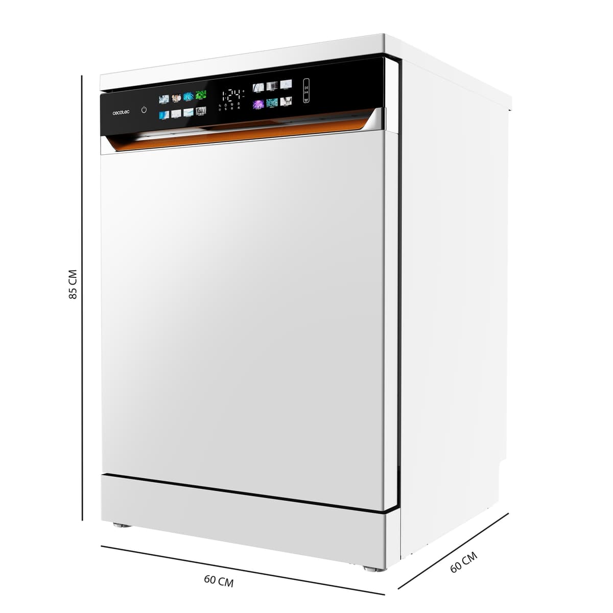 Cecotec Lavavajillas Independiente de 60 cm Bolero Aguazero 6900. 15 Cubiertos, 8 Programas, Clase A, Motor Inverter Plus, Pantalla FullColor XXL, Auto Open y Turbo Dry+, Dual Zone Wash, Blanco — view 2