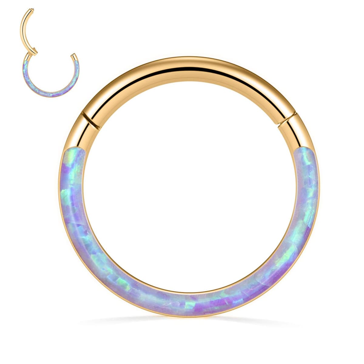 hengkaixuan CZ Opal Septum Jewellery Daith Ring Conch Hoop Seamless Clicker Ring Surgical Steel Rook Tragus Conch Piercing Jewellery Small Hoop Earring Nose Hoop Ring — view 32