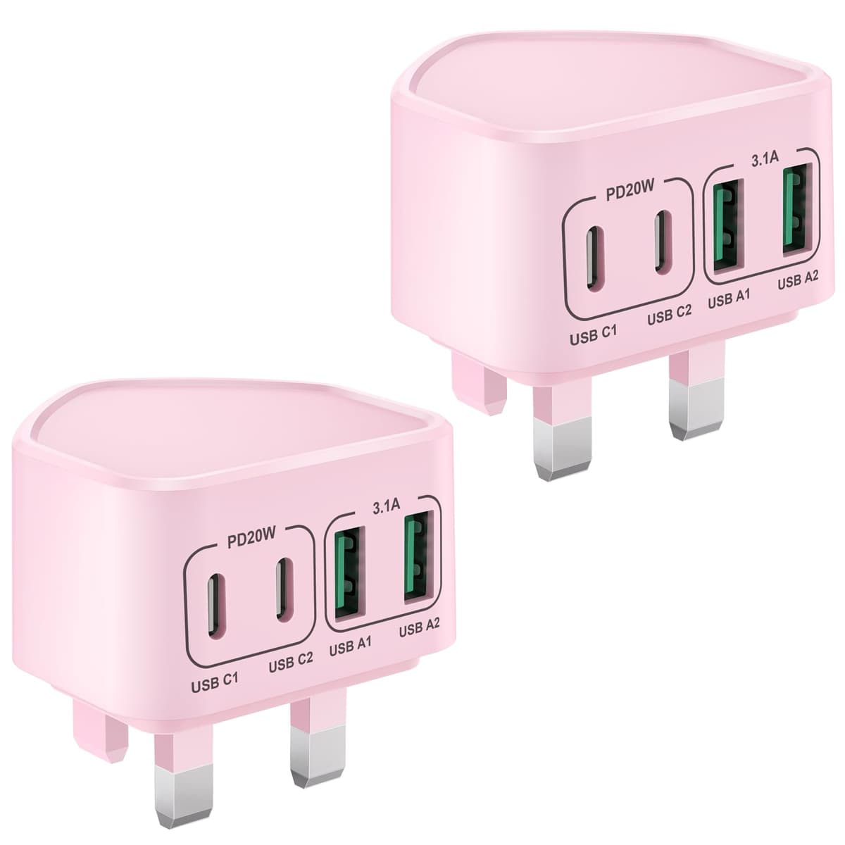 40W USB C Plug Fast Charge, UK 4-Port Multi USB Charger Plug Fast Charging Head for iPhone 16 15 14 13 12 11 Pro Max SE XS XR Plus, iPad, Samsung Galaxy,Dual Port USBC Power Adaptor Type C Wall Head — view 11