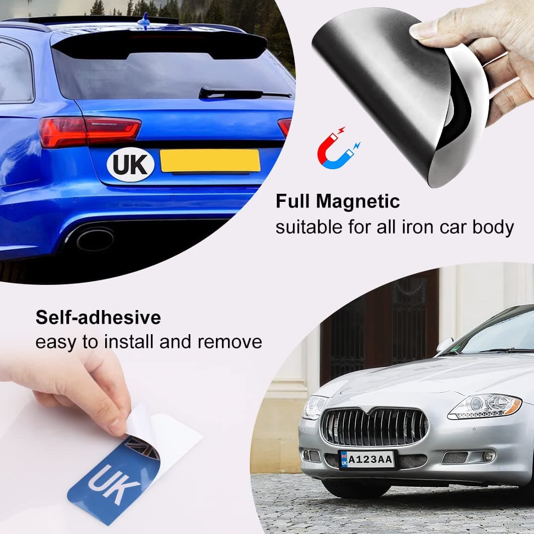 VICKMALL UK Stickers for Car 1 Pack Magnetic UK Car Stickers for Europe 4 Pack UK Number Plate Stickers Self-adhesive No Scratching Weather Resistant Replace GB Stickers for Car, Driving in Europe — view 4