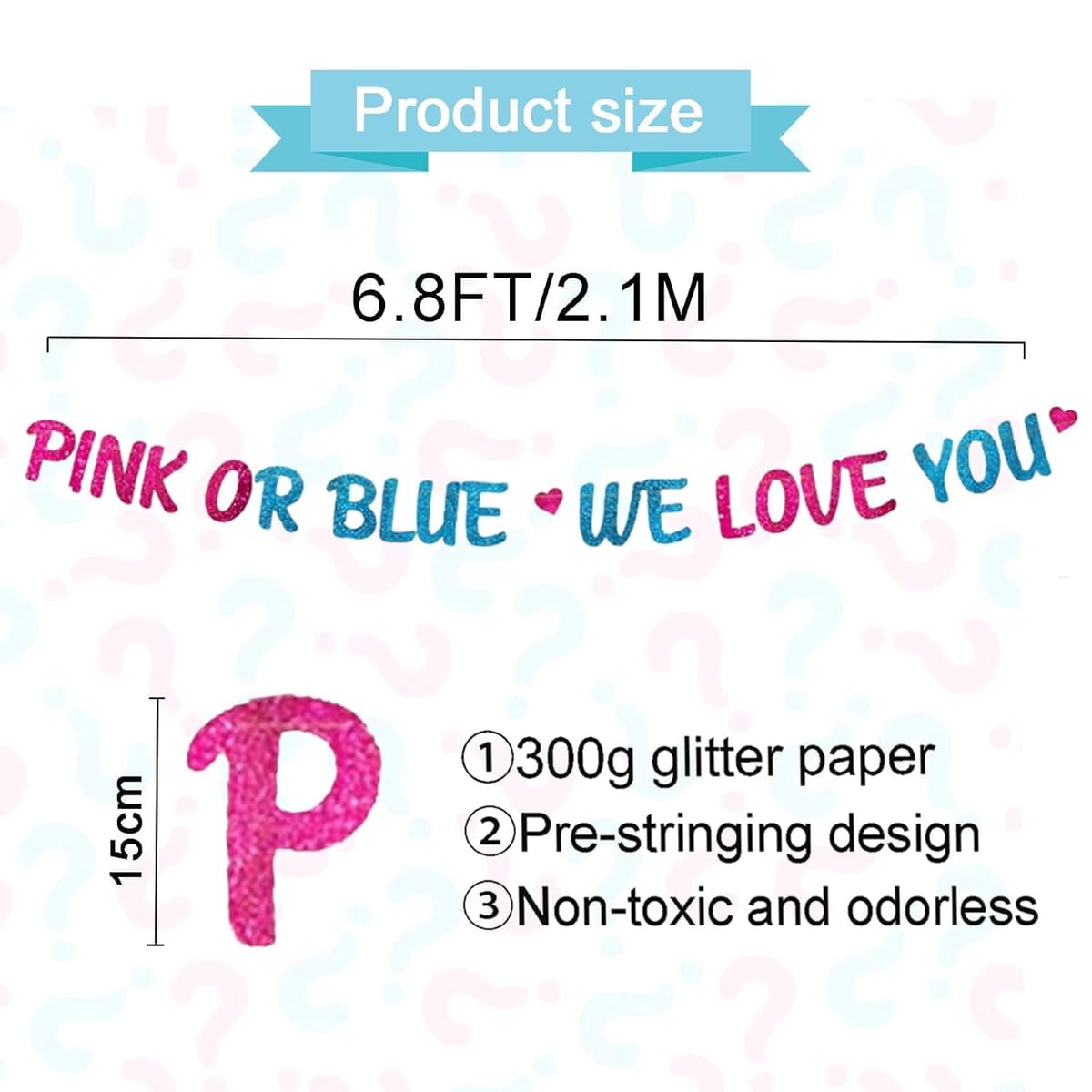 Gender Reveal Party Baby Shower Decorations - Pink or Blue We Love You Gender Reveal Banners - Pregnancy Announcement — view 2