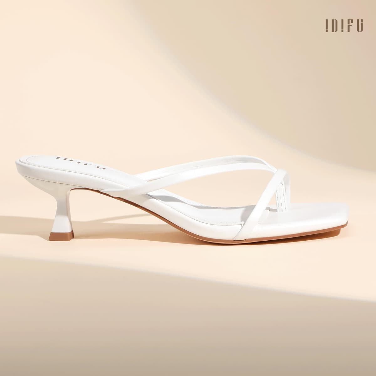 IDIFU IN1 Kitten Heels for Women Flip Flop Strappy Square Open Toe Low Heeled Sandals Wedding Bride Prom Graduation Party Slide Dress Shoes Comfortable Cute Trendy Casual Thong Slip On Heels — view 3
